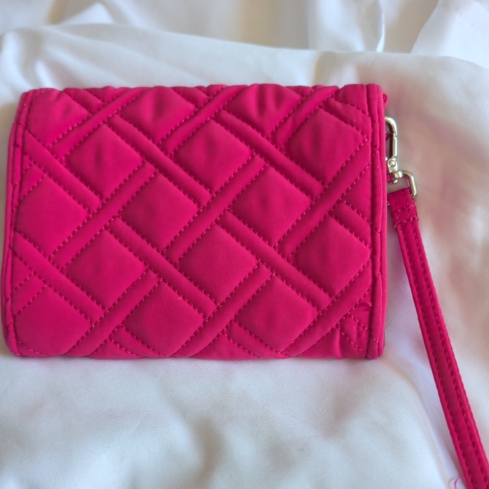 Vera Bradley Quilted Bright Pink Wristlet Clutch with Turn-Lock - Picture 2 of 3